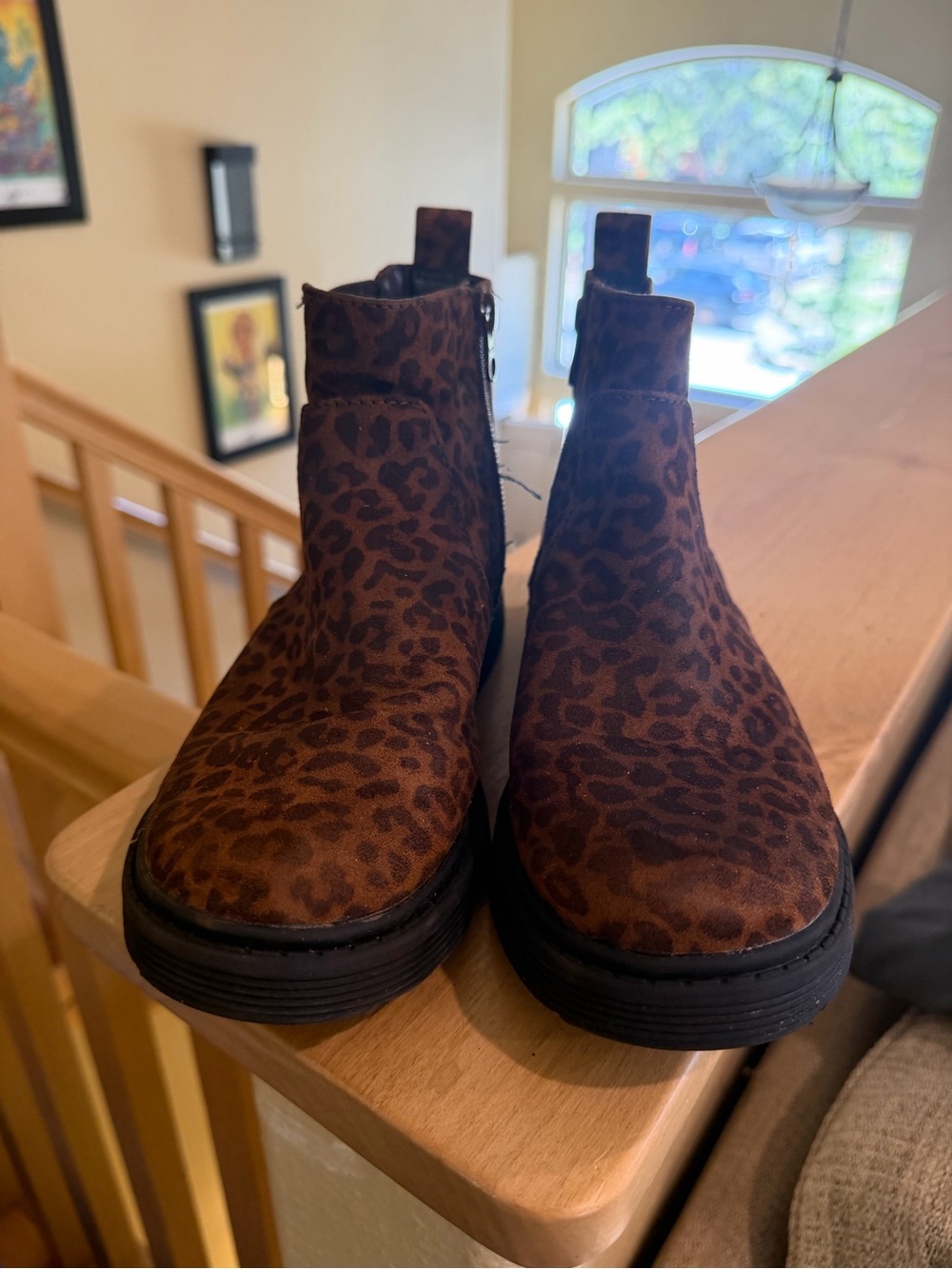 Cat & Jack Leopard Print Brown Chelsea Boots